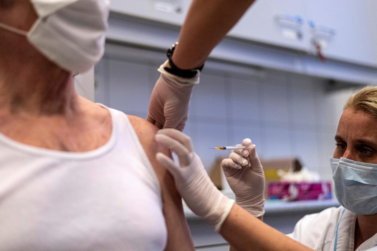 Man receives the injection with a dose of the Sputnik V (Gam-COVID-Vac) vaccine in Budapest