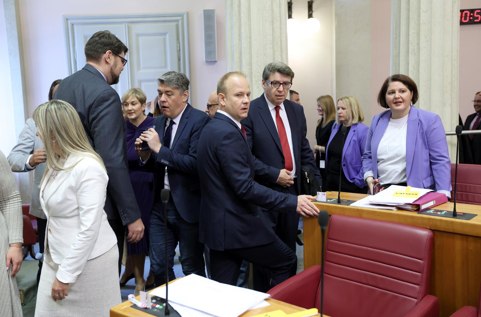 16.05.2024., Zagreb - Prvo zasjedanje Hrvatskog sabora u 11. sazivu. Pedja Grbin, Boris Lalovac, Misel Jaksic, Zeljko Jovanovic Photo: Patrik Macek/PIXSELL