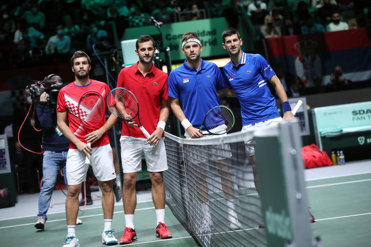 Madrid: Treci meč polufinala Davisovog kupa, Nikola Mektić i Mate Pavić - Filip Krajinović i Novak Đoković