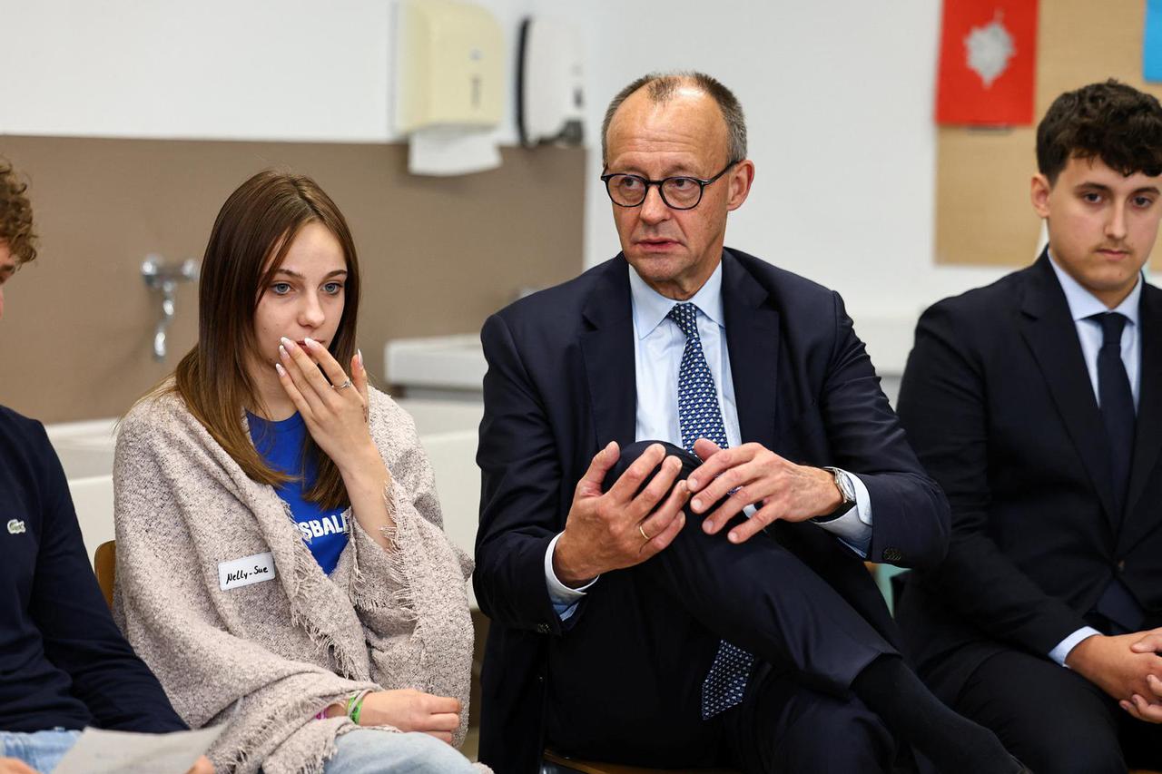 German Chancellor Friedrich Merz visits a school in Thuringia
