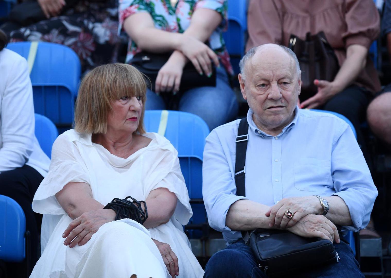 07.07.2021., Zagreb - Svecano otvorenje 36. zagrebackog histrionskog ljeta na Opatovini s predstavom Evropa za nas ima strik Miroslava Krleze i Zlatka Viteza. Mirko Novosel i Jasenka NovoselrPhoto: Marko Lukunic/PIXSELL