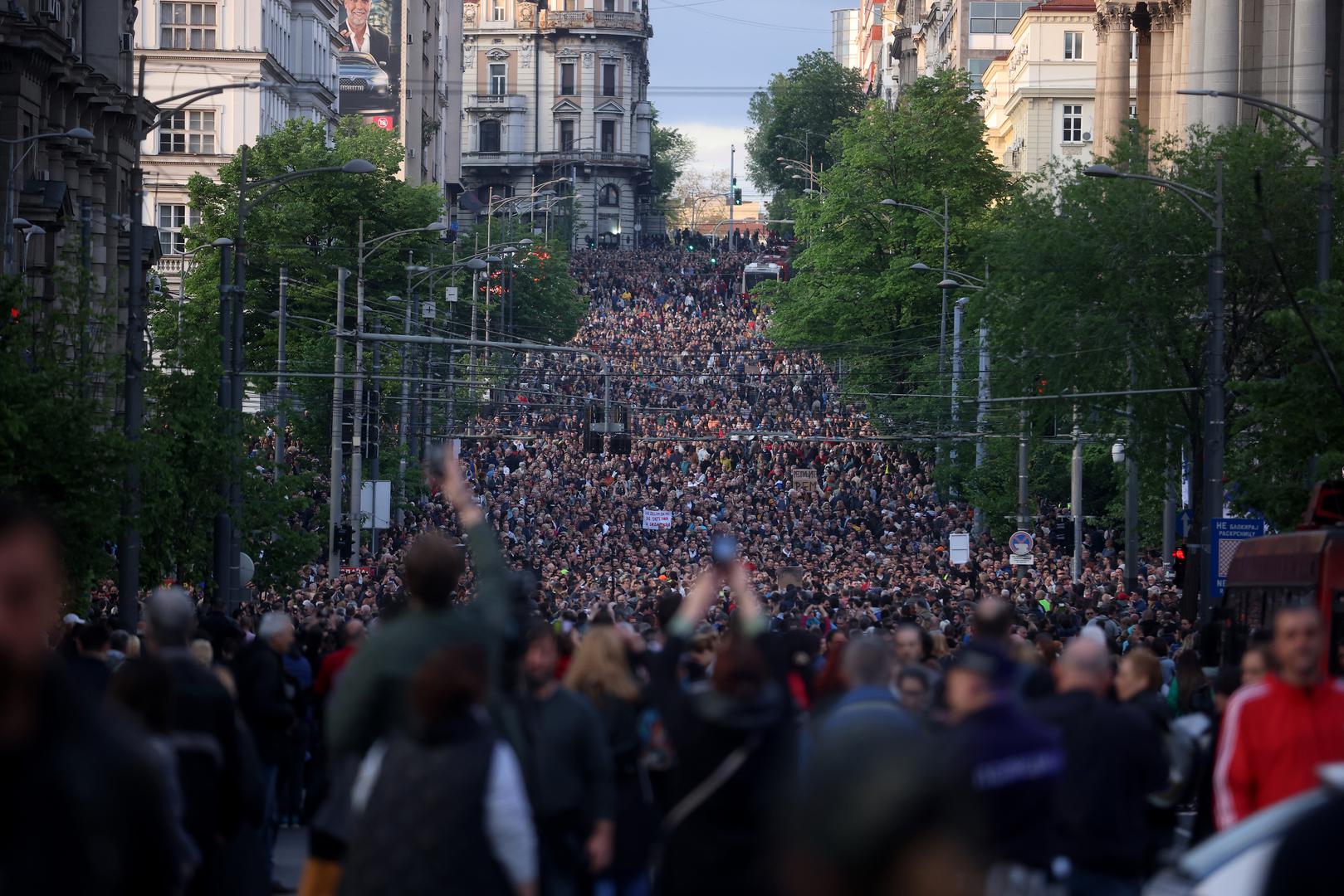 08.05.2023., Beograd, Srbija - Na platou ispred Narodne skupstine organiziran je prosvjedni skup "Srbija protiv nasilja" kako bi se izborili da se tragicni dogadjaji vise ne ponove. Na skupu su dobrodosli svi no uvjet je da izostane obracanje politicara. Photo: Armin Durgut/PIXSELL