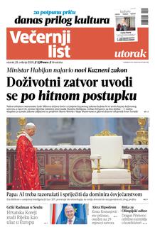 Večernji list naslovnica