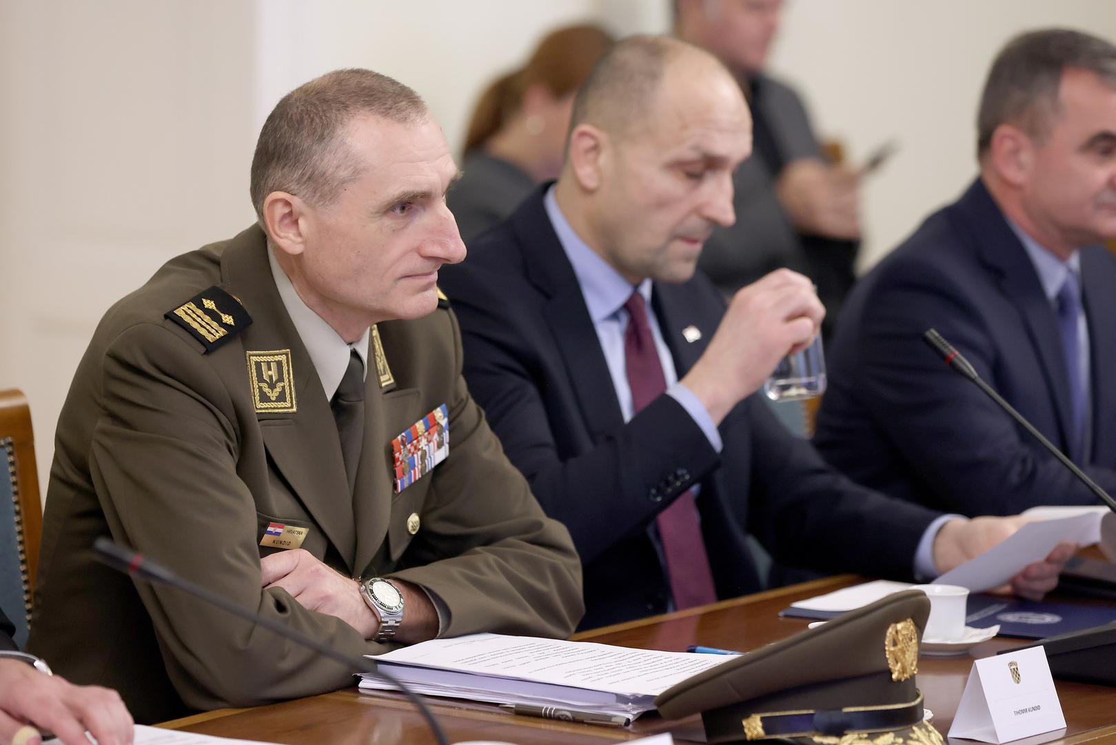 01.03.2024., Zagreb - Na 43. sjednici Odbor za obranu raspravlja o imenovanju novog nacelnika Glavnog stozera oruzanih snaga RH. Vlada je za tu funkciju zbog umirovljenja admirala Roberta Hranja predlozila general bojnika Tihomira Kundida. . Photo: Patrik Macek/PIXSELL