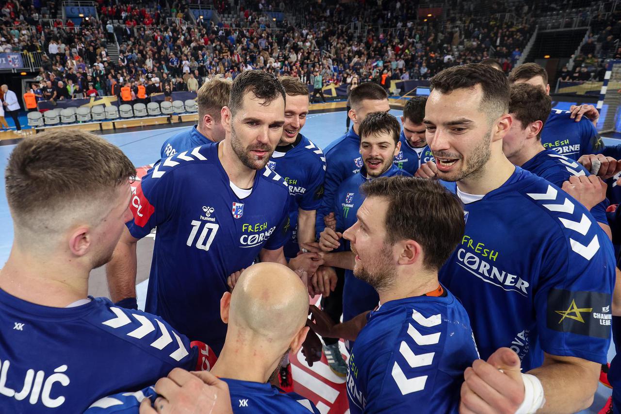 Zagreb:  Slavlje rukometaša Zagreba nakon pobjede protiv  PSG-a