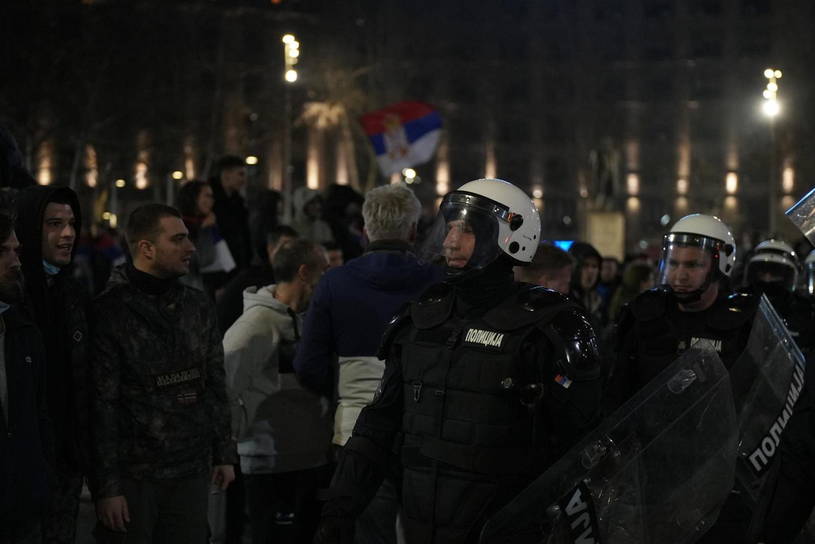 15.03.2025., Beograd, Srbija - Policijske snage rasporedjene na ulicama Beograda. Puno policije nalazi se u Pionirskom parku i ispred Skupstine Srbije. Photo: Dejan Rakita/PIXSELL