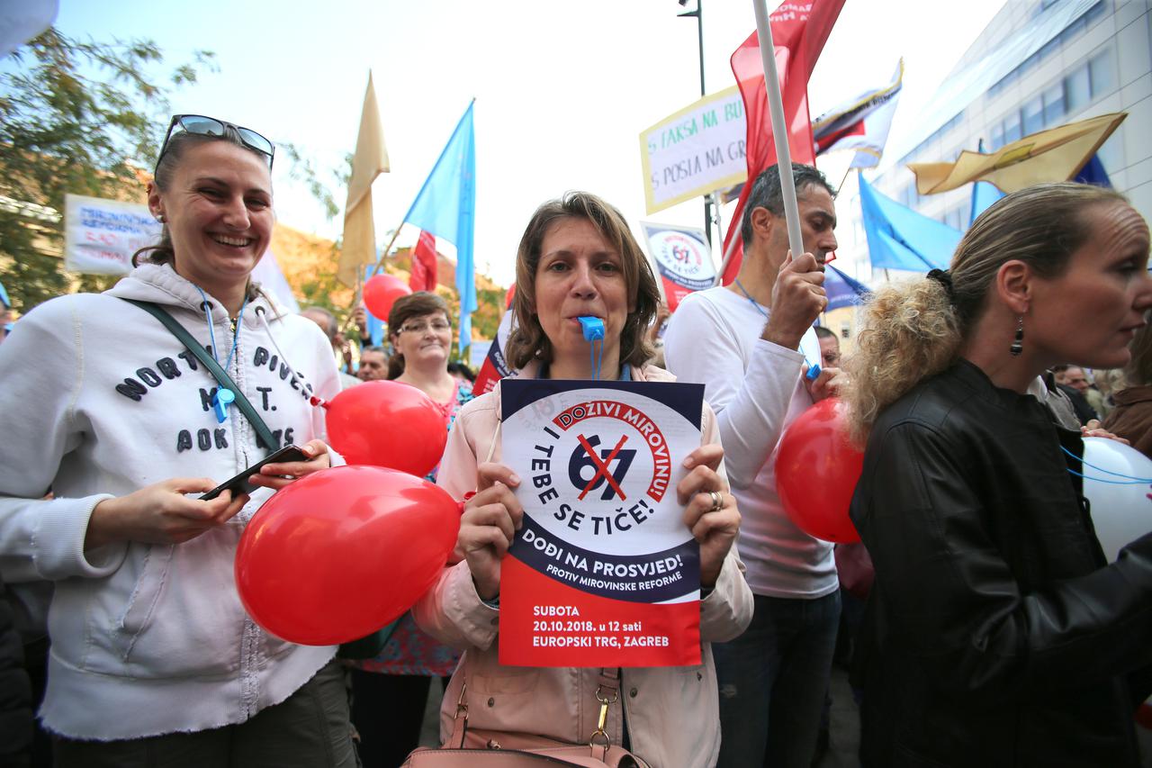 Zagreb: Na Europskom trgu održan prosvjed protiv mirovinske reforme