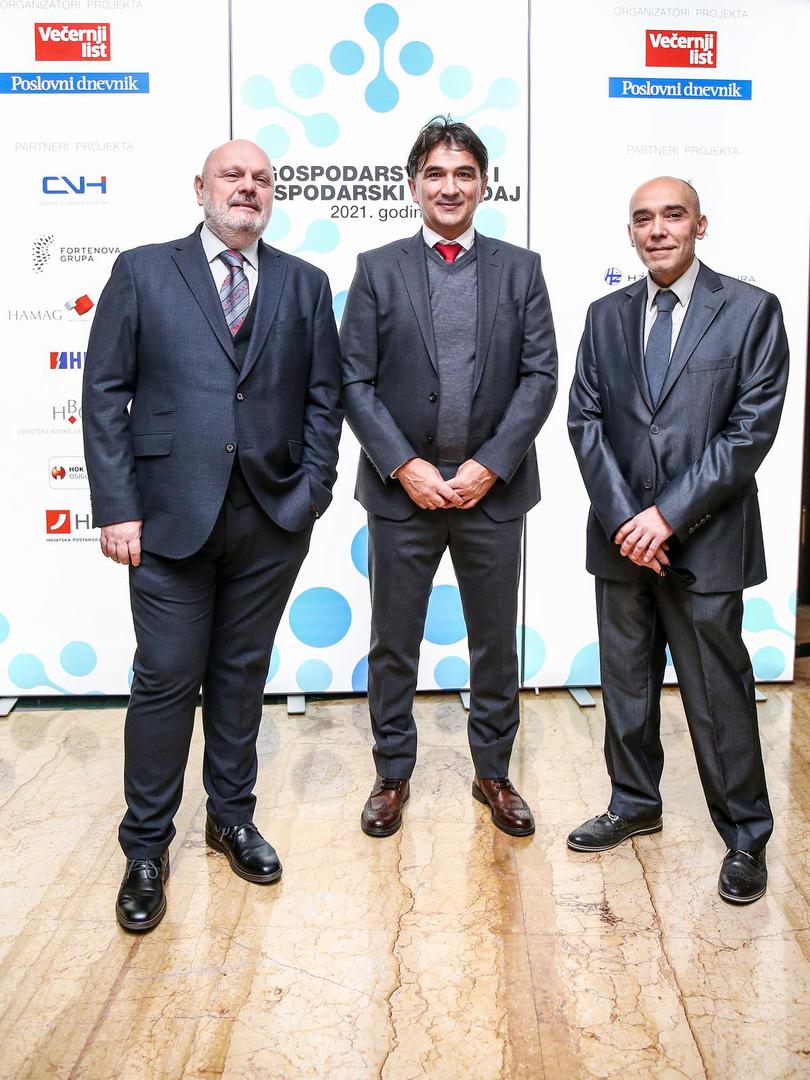 14.12.2021., Zagreb - Dodjela nagrade Vecernjeg lista "Gospodarstvenik i gospodarski dogadjaj 2021. godine. Renato Ivanus, Zlatko Dalic, Vladimir Nisevic