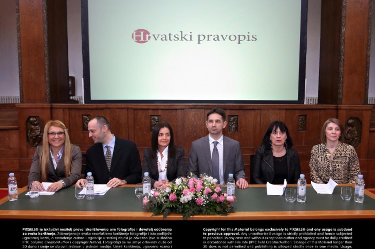 '15.04.2013., Zagreb -  U Hrvatskom drzavnom arhivu odrzano je javno predstavljanje Hrvatskog pravopisa Instituta za hrvatski jezik. Ermina Ramadanovic, Kristian Lewis, Lana Hudecek, Zeljko Jozic, Mil