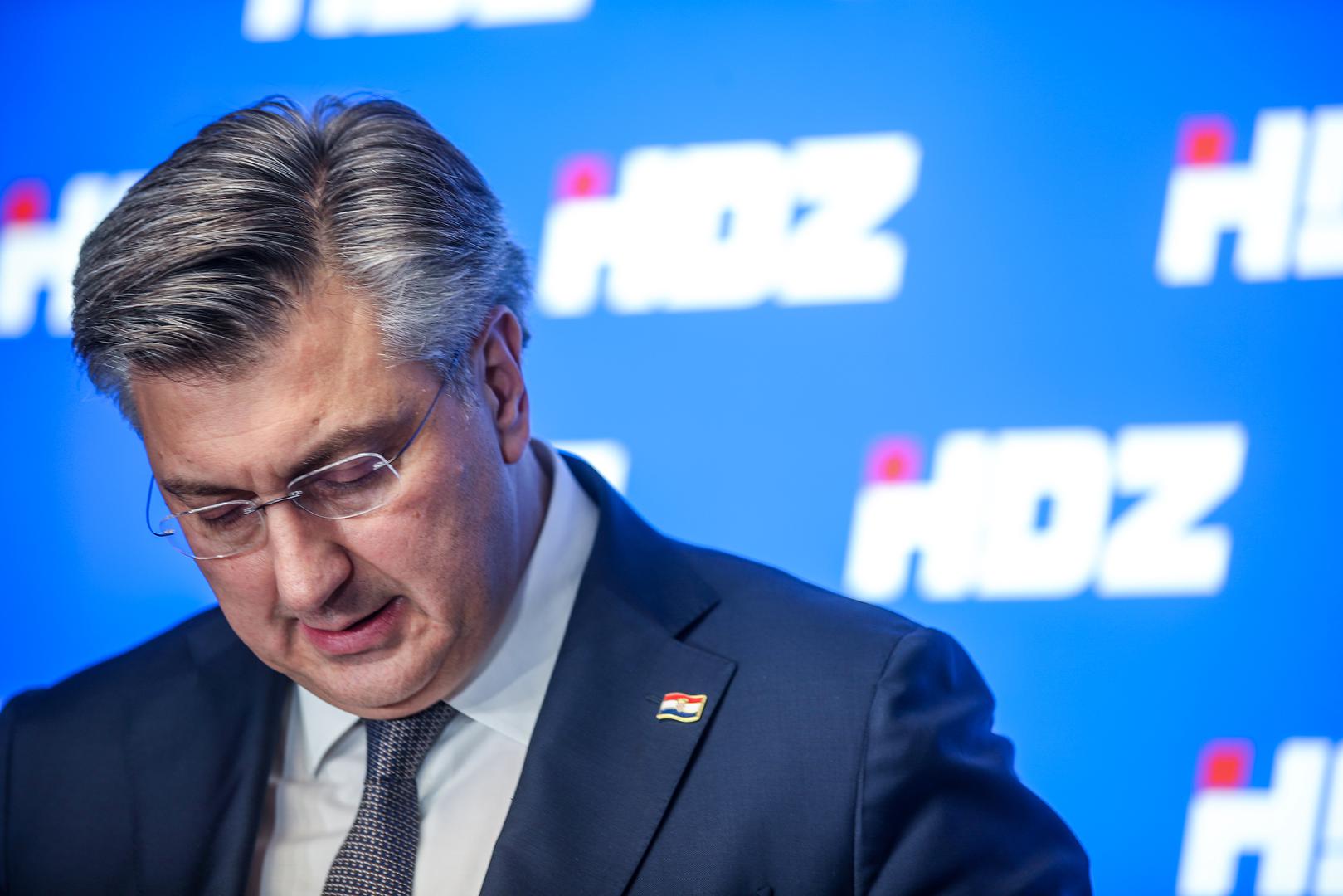 05.02.2024.., Zagreb - U prostorijama GO HDZ-a odrzana sjednica sireg predsjednistva HDZ-a. Nakon sjednice Andrej Plenkovic dao je izjavu okupljnim novinarima. Photo: Slavko Midzor/PIXSELL