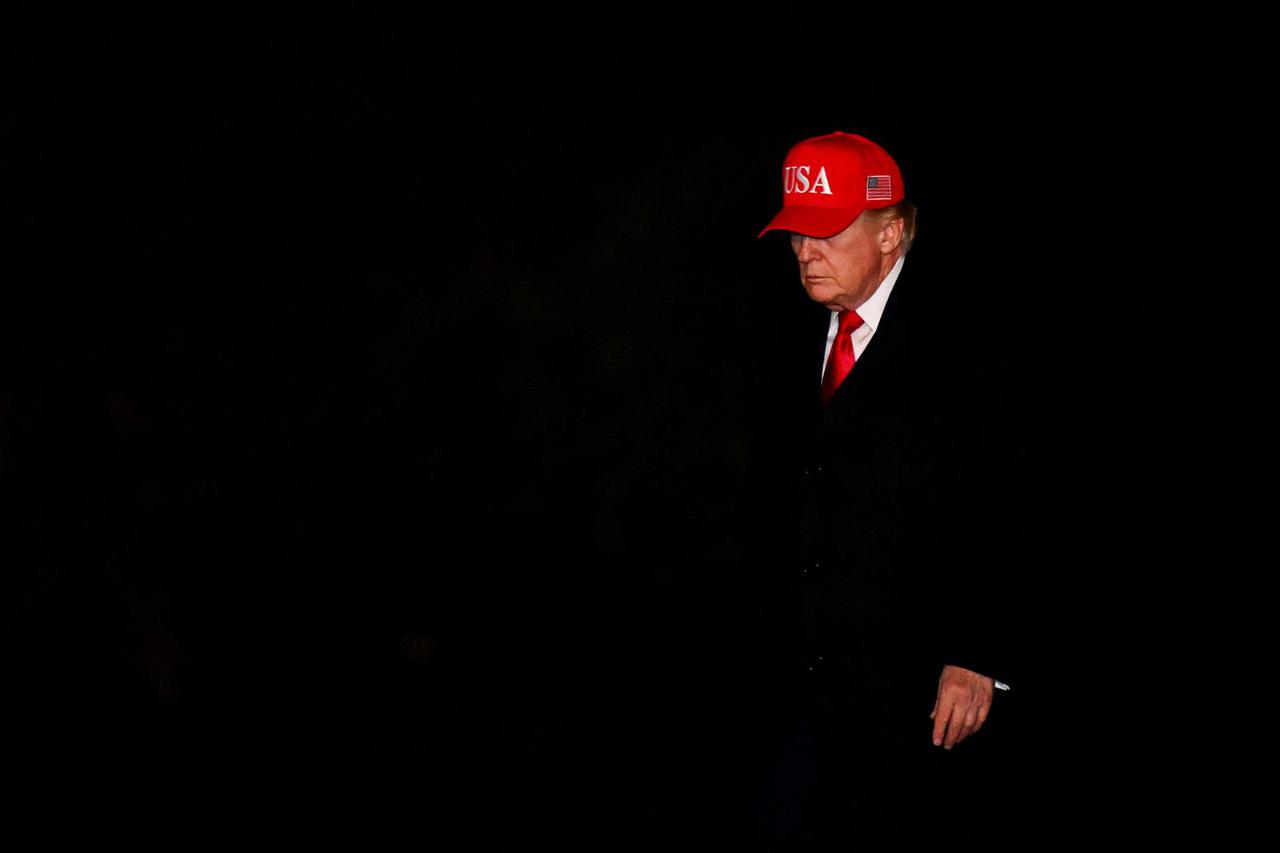 U.S. President Donald Trump arrives on the South Lawn of the White House in Washington
