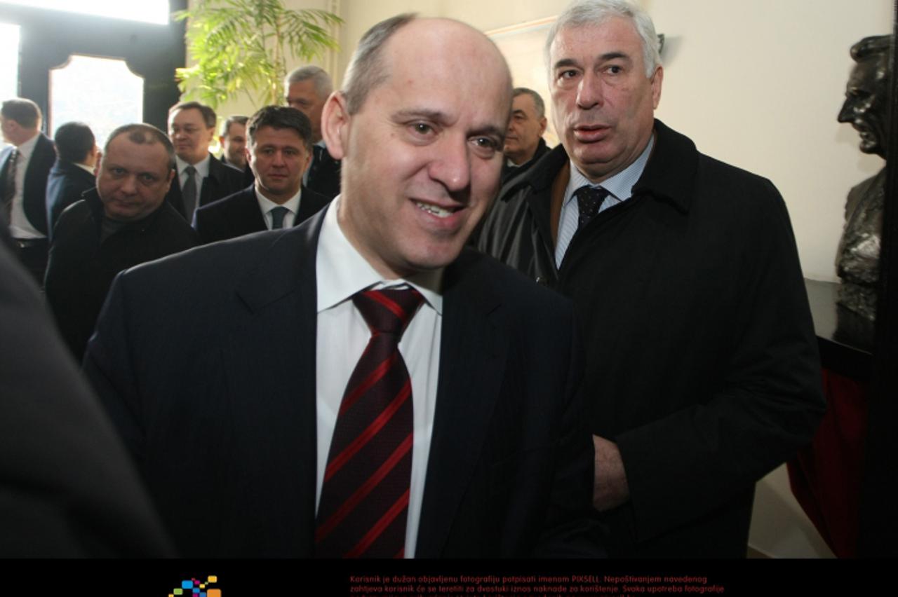 \'25.02.2011. Zagreb, Hrvatska - U sjedistu HDZ-a odrzan je radni sastanak premijerke Kosor sa predstavnicima iz Hrvatske udruge poslodavaca. Branko Bacic, Jure Radic. Photo: Petar Glebov/PIXSELL\'