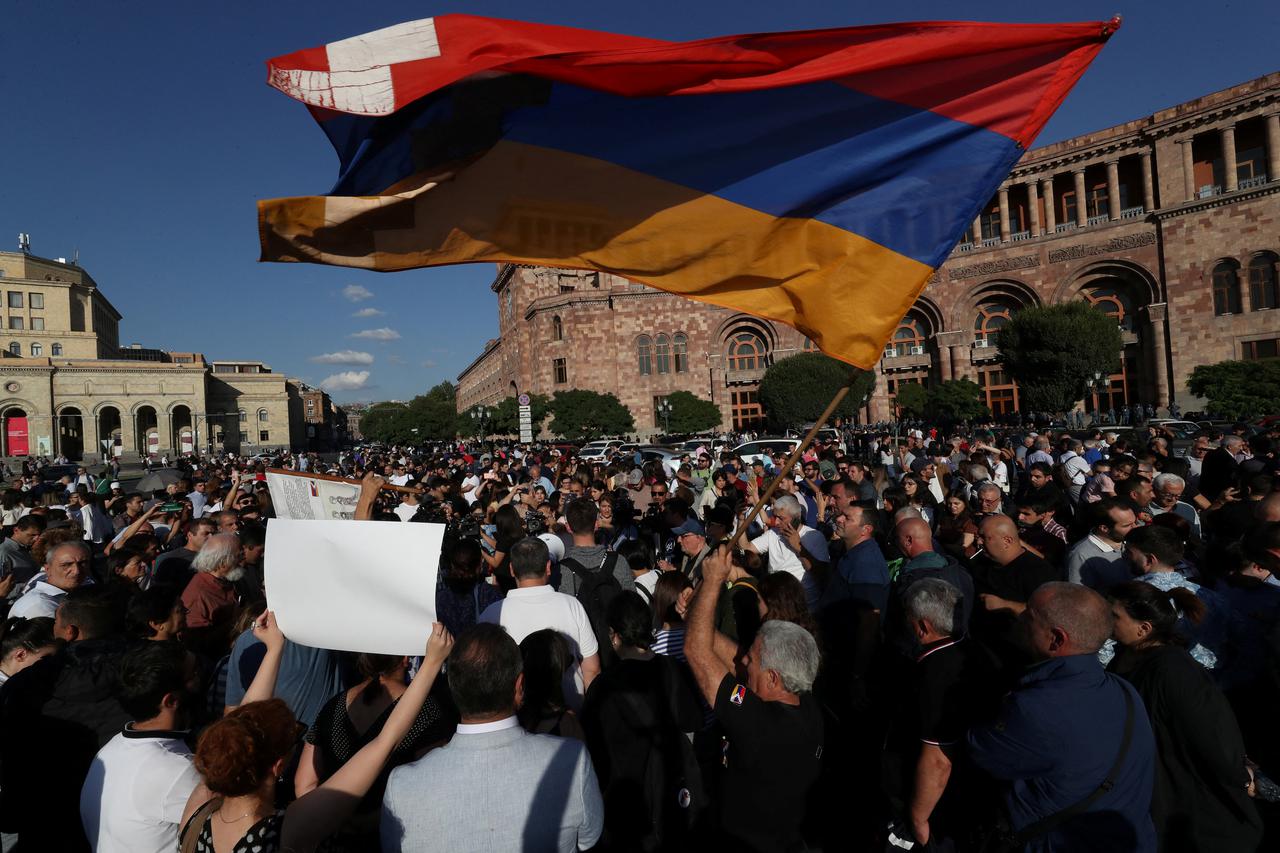 Protest in Yerevan following Azerbaijani military operation launch in Nagorno-Karabakh