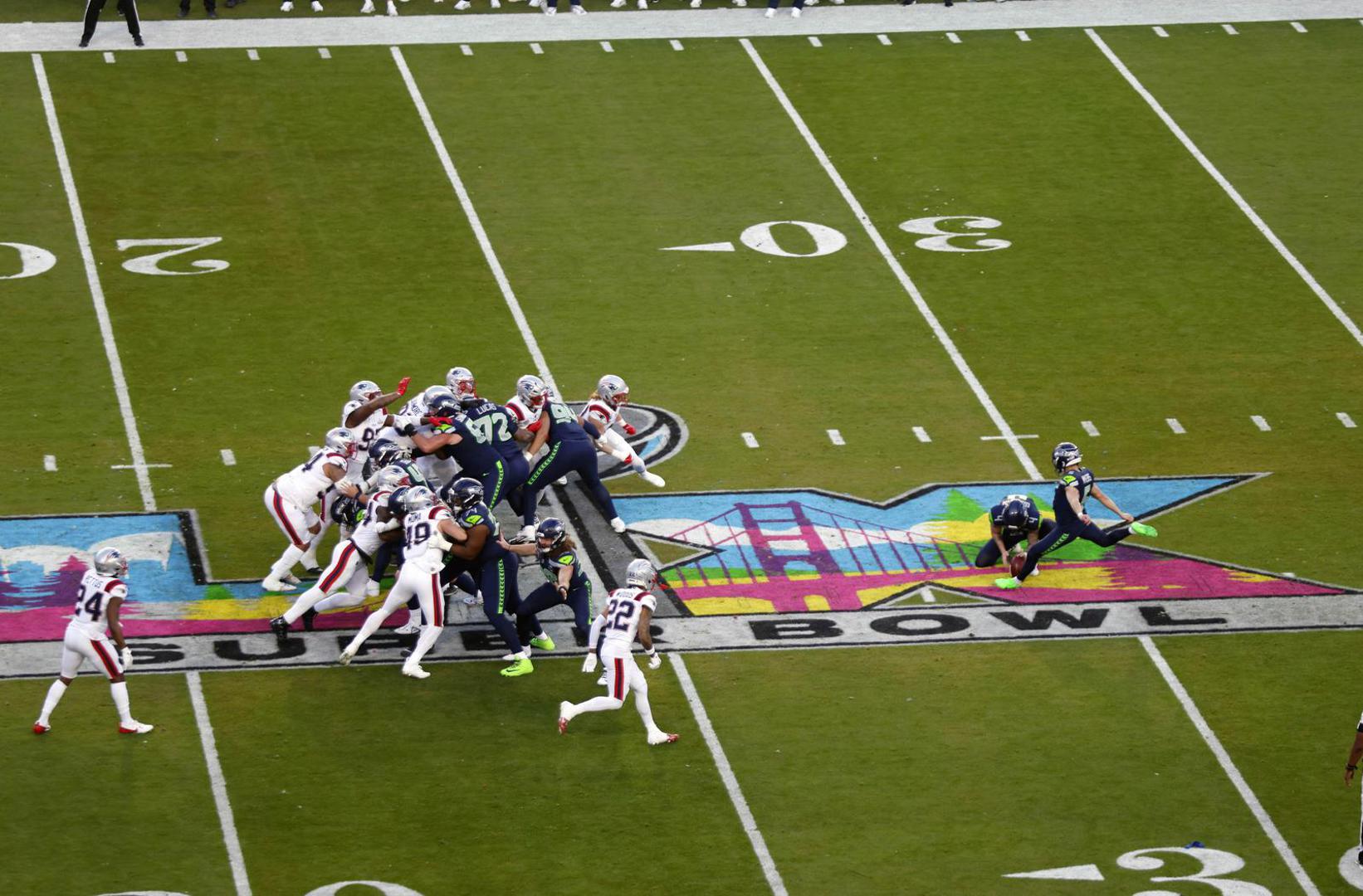 Seattle Seahawks place kicker Jason Myers (5) attempts a field goal during the NFL Super Bowl 60 LX football game between the New England Patriots and the Seattle Seahawks in Santa Clara, CA on Feb 8, 2026 Charles Baus/CSM.(Credit Image: Â Charles Baus/Cal Sport Media) Photo via Newscom Photo: Charles Baus/NEWSCOM