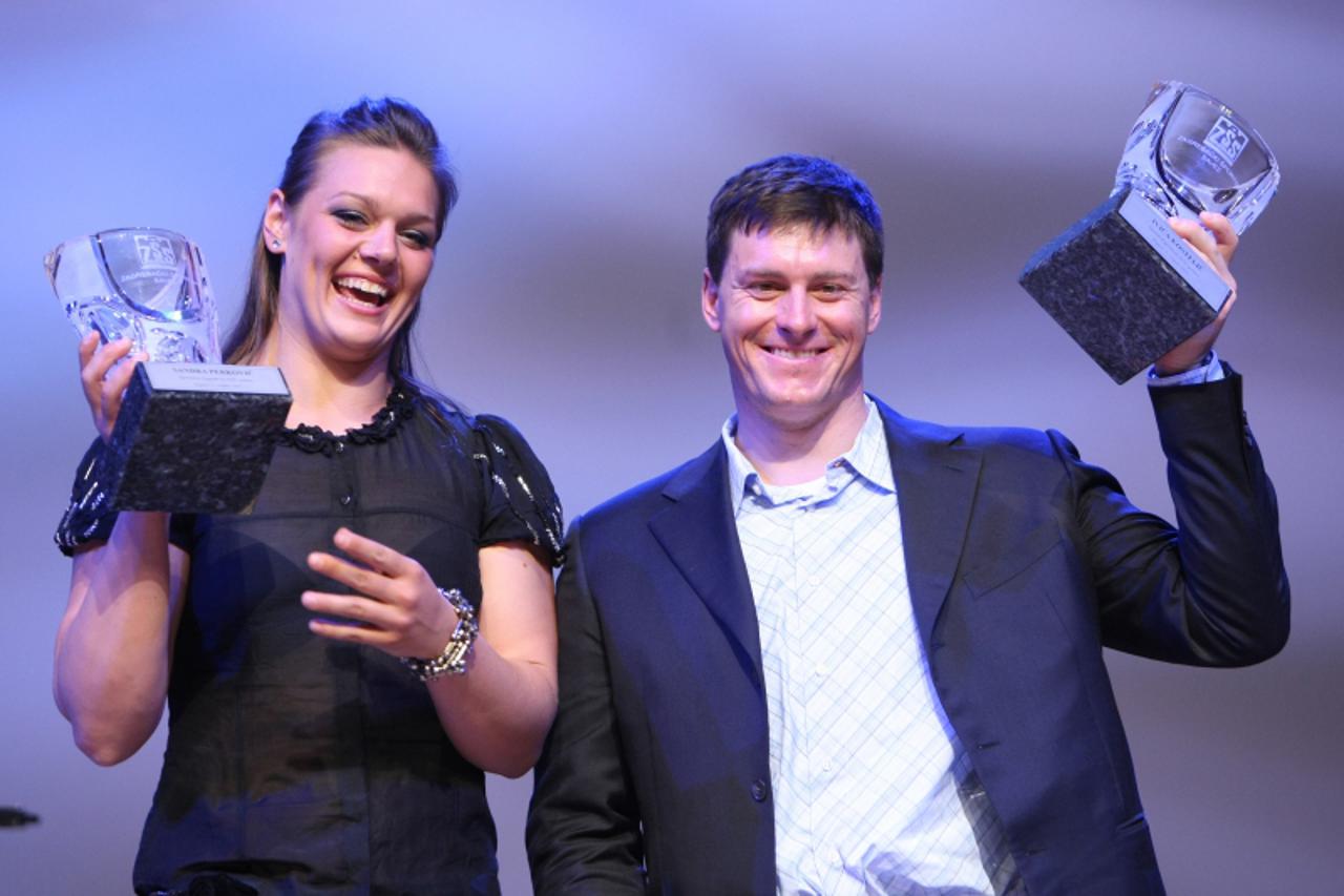 '02.02.2011. Zagreb, Hrvatska - Svecana dodjela nagrada za sportasa Grada Zagreba u Lisinskom. Sandra Perkovic, Ivica Kostelic.  Photo: Petar Glebov/PIXSELL'