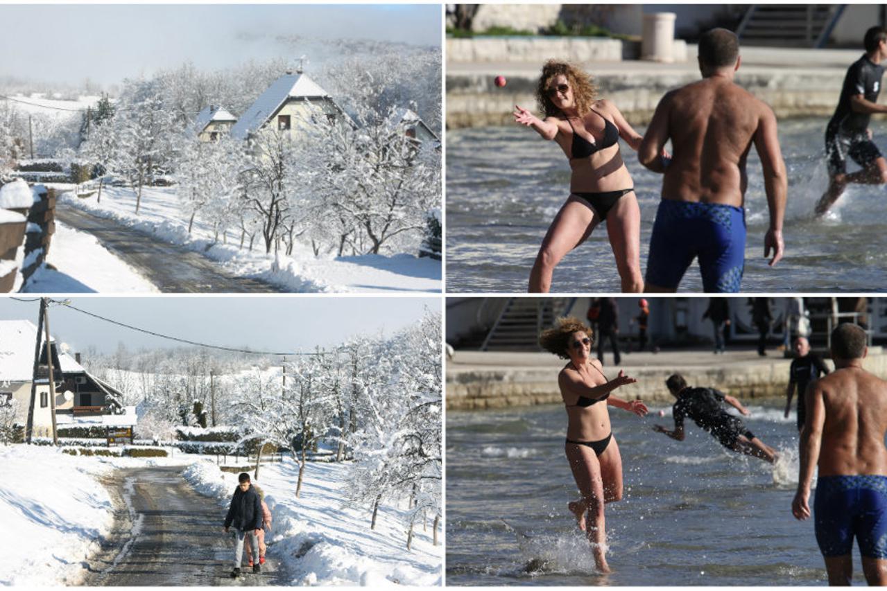 Snijeg na Plitvicama, picigin u Splitu