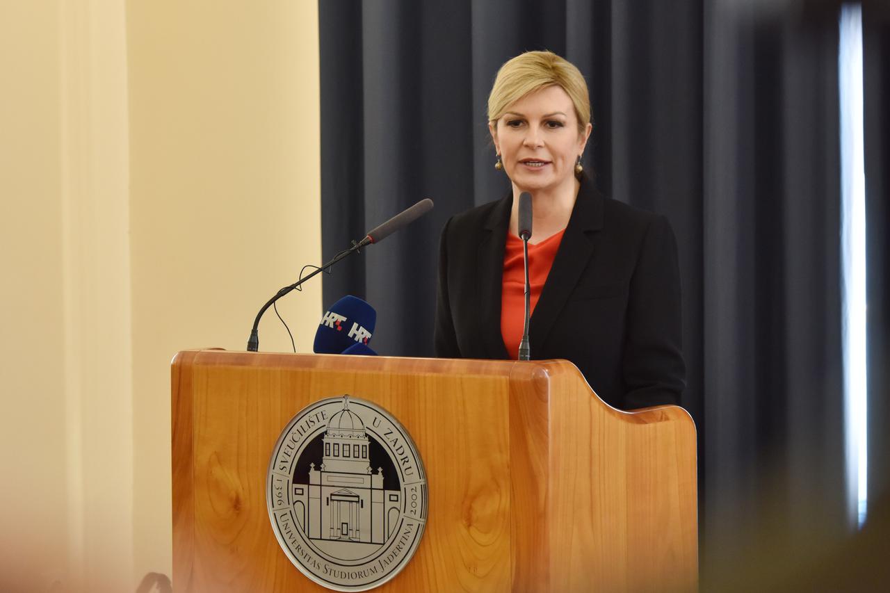 Zadar: Kolinda Grabar-Kitarović prisustvovala svečanoj sjednici u povodu Dana Sveučilišta u Zadru