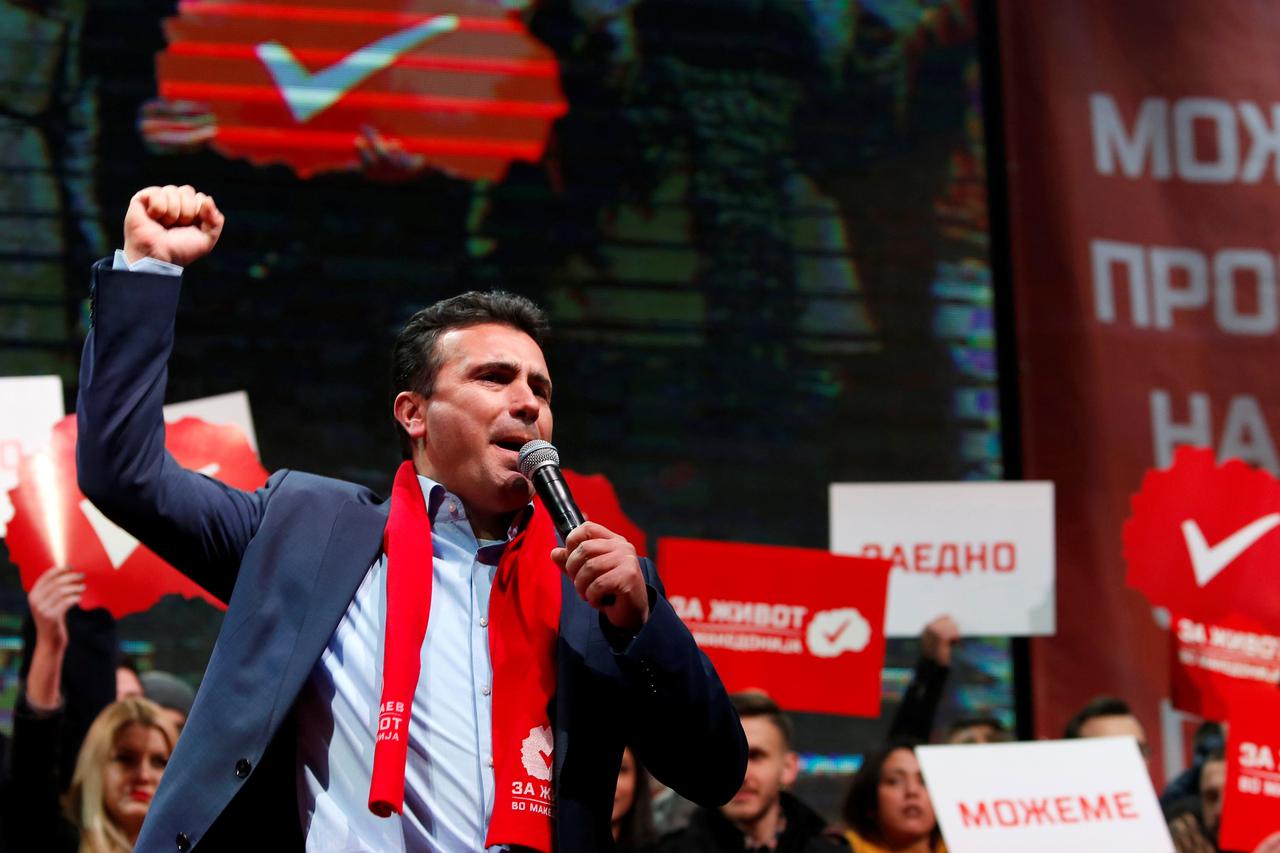 The leader of the biggest opposition party SDSM  Zaev greets supporters during a pre election rally in Skopje The leader of the biggest opposition party SDSM Zoran Zaev greets supporters during a pre election rally in Skopje, Macedonia December 4, 2016. R