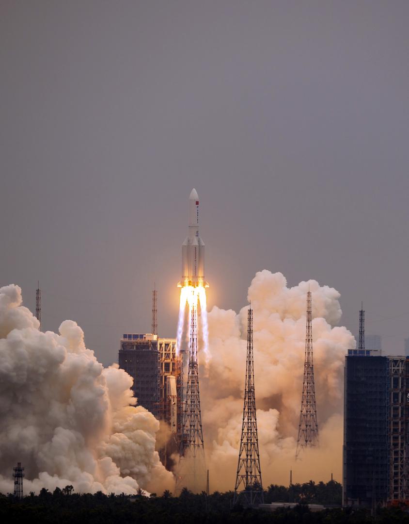 (EyesonSci)CHINA-HAINAN-WENCHANG-SPACE STATION-CORE MODULE-LAUNCH (CN) (210429) -- WENCHANG, April 29, 2021 (Xinhua) -- The Long March-5B Y2 rocket, carrying the Tianhe module, blasts off from the Wenchang Spacecraft Launch Site in south China's Hainan Province, April 29, 2021. China on Thursday sent into space the core module of its space station, kicking off a series of key launch missions that aim to complete the construction of the station by the end of next year. (Xinhua/Zhou Jiayi) Zhou Jiayi  Photo: XINHUA/PIXSELL
