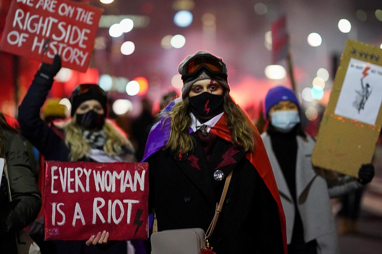 Protest against the verdict restricting abortion rights in Warsaw