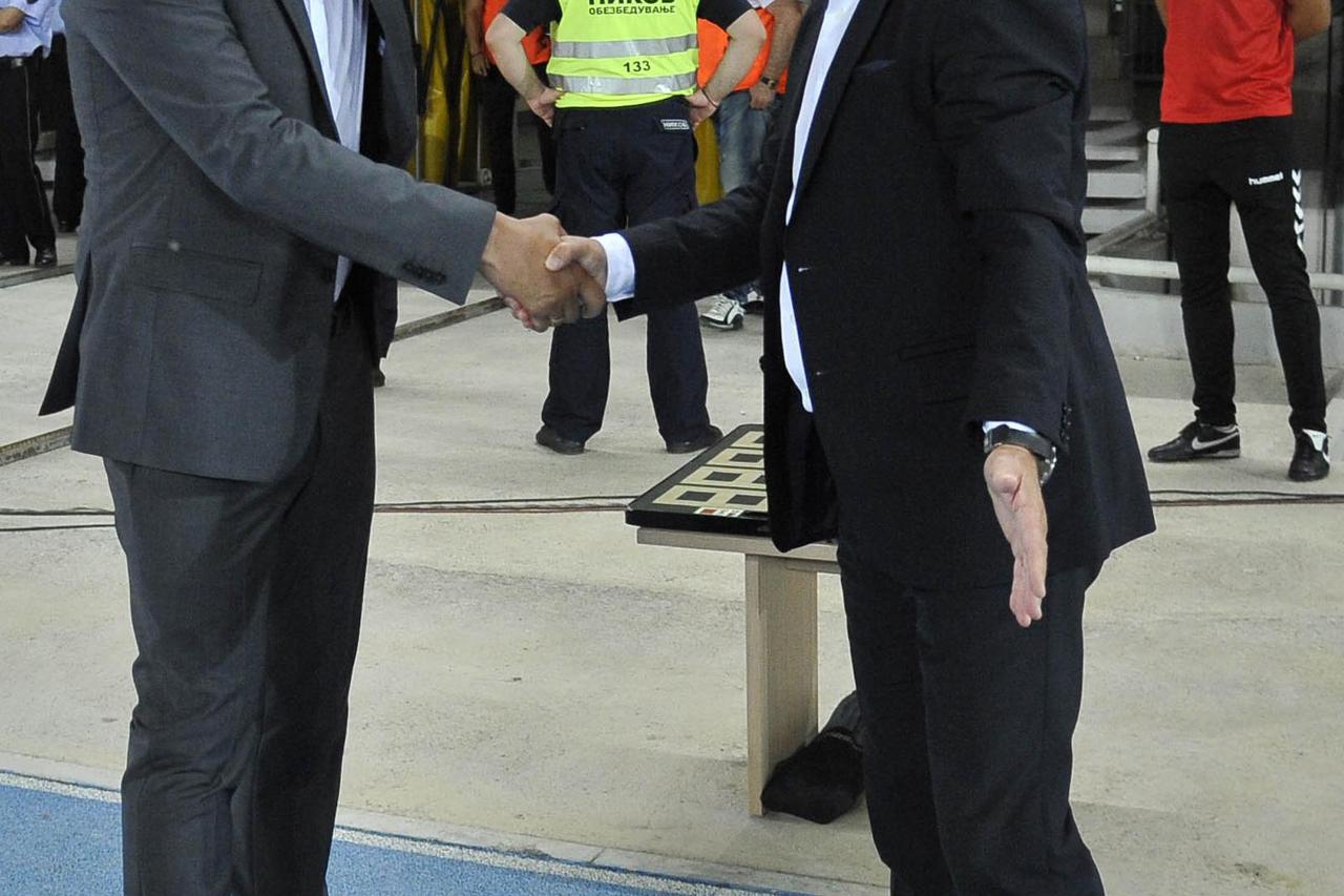 12.07.2016., Skoplje, Makedonija - Prva utakmica drugog pretkola UEFA Lige prvaka, FK Vardar Skoplje - GNK Dinamo. Goce Sedloski, Zlatko Kranjcar. Photo: HaloPix/PIXSELL