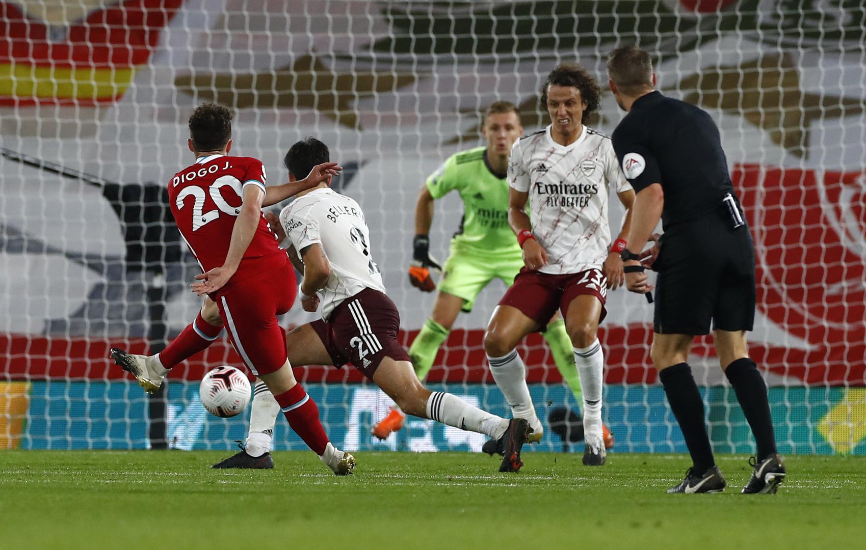 Liverpool v Arsenal - Premier League - Anfield Liverpool's Diogo Jota scores his side's third goal of the game during the Premier League match at Anfield, Liverpool. Jason Cairnduff  Photo: PA Images/PIXSELL