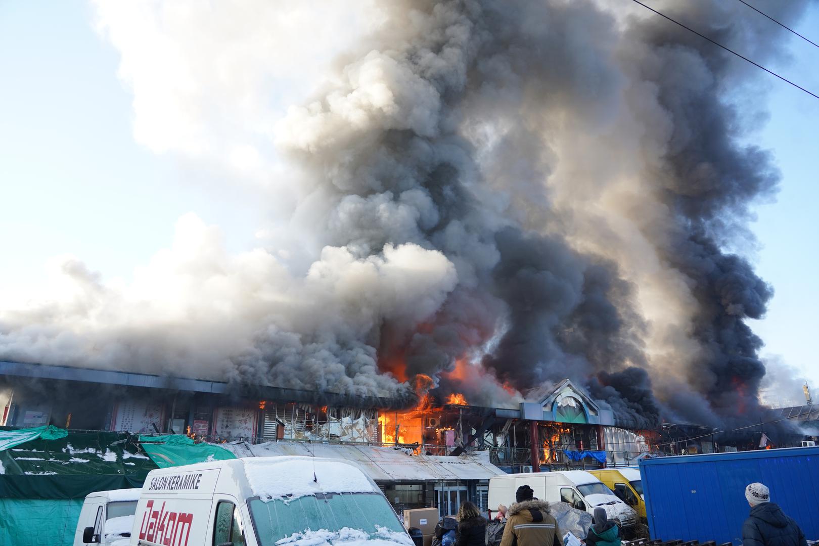 24, January, 2024, Belgrade - After less than two years, a huge fire broke out again in the China Shopping Center in Block 70. Photo: Antonio Ahel/ATAImages