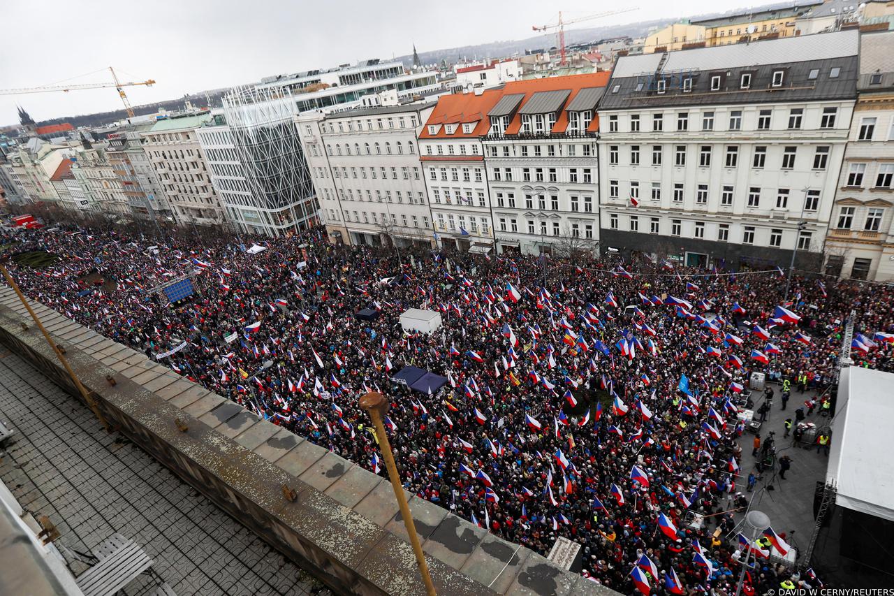 Antigovernment protest rally in Prague