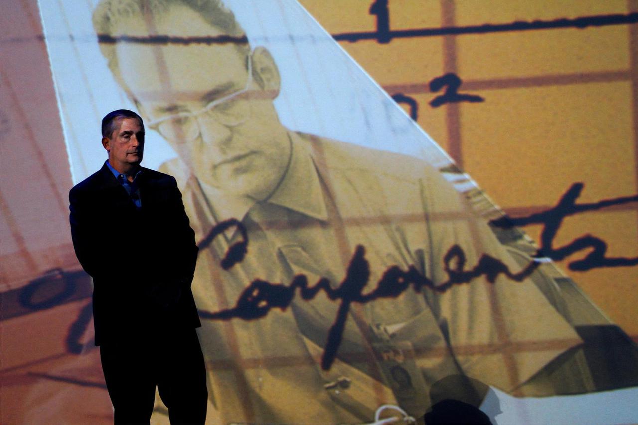 FILE PHOTO: Projection of Intel co-founder Gordon Moore