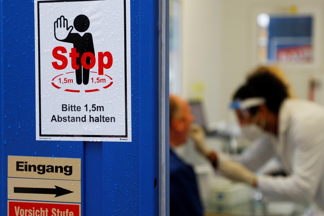Fast coronavirus PCR test in a test container in Vienna
