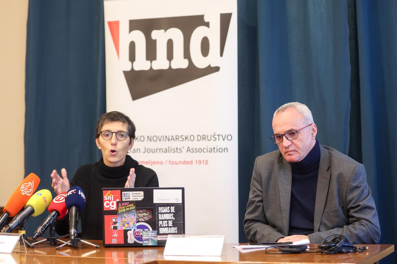 Zagreb: Konferencija za medije Hrvatskog novinarskog društva o aferi Vlade
