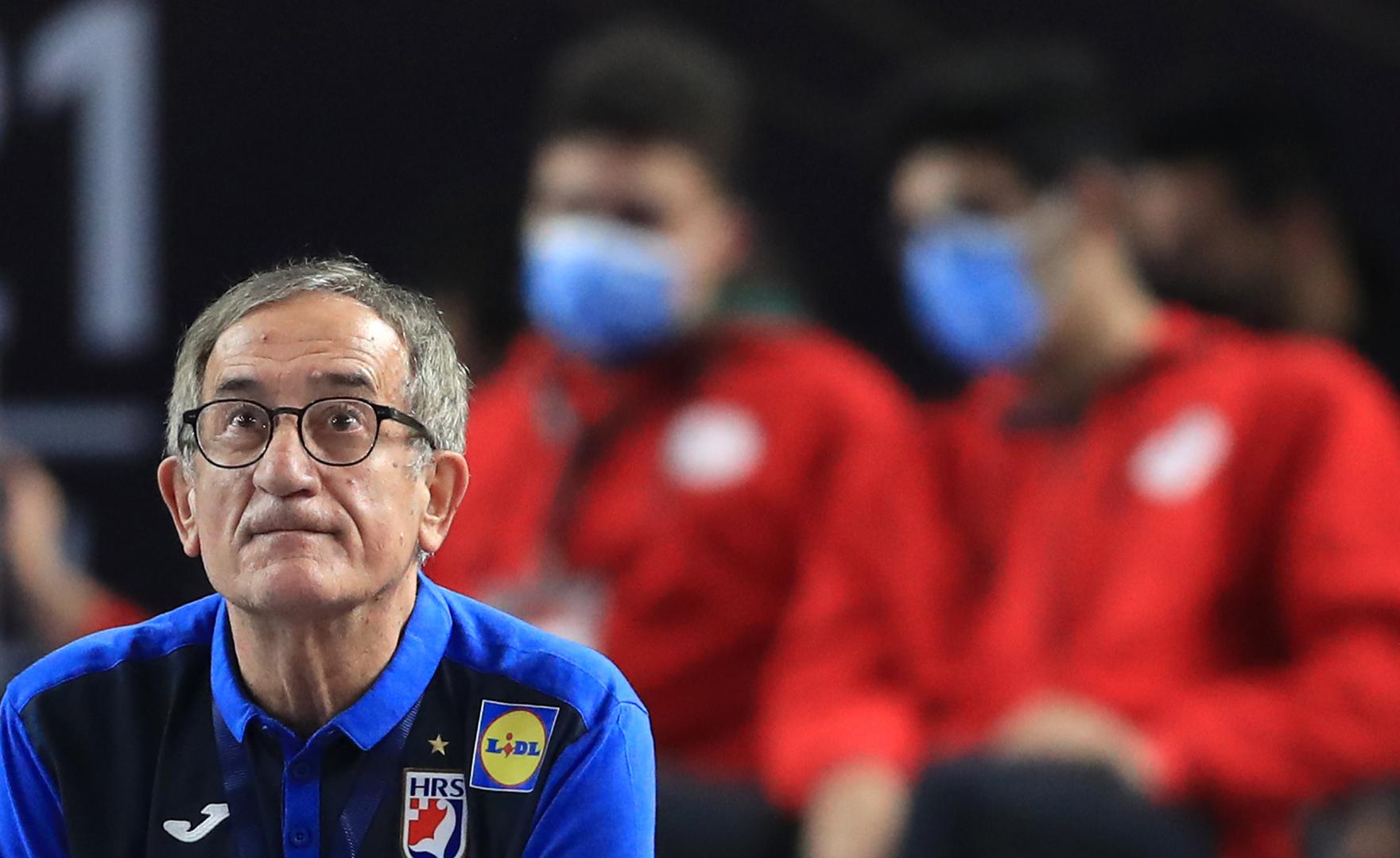 25.01.2021., sportska dvorana stadiona Kairo, Kairo, Egipat - Svjetsko rukometno prvenstvo, skupina 2, Danska - Hrvatska. Izbornik Lino Cervar Photo: Slavko Midzor/PIXSELL