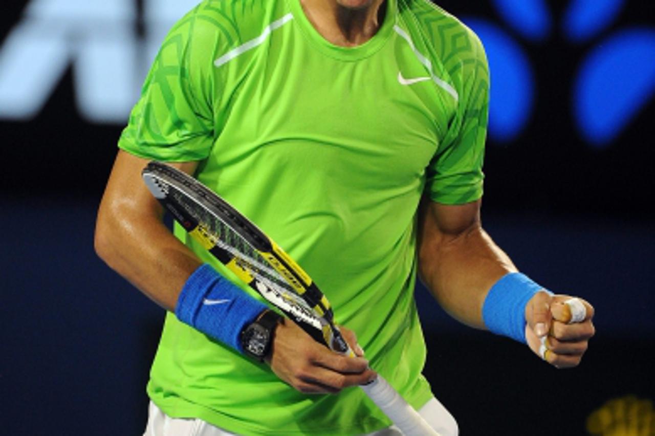 'WORLD RIGHTS , NO UK, NO CHINA - Melbourne Park  Australian Open Tennis 2012  Day 14 29/01/2012 Rafa Nadal (ESP)  as he loses  Mens singles  final  in five sets in 5 hours 53 minutes, the longest eve