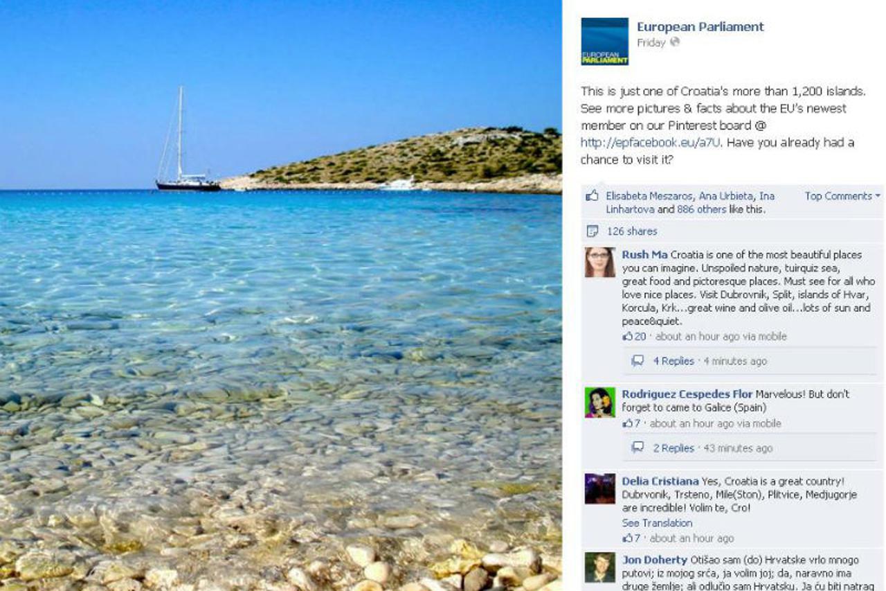Reklama za hrvatsku obalu na Facebook stranici Europskog parlamenta
