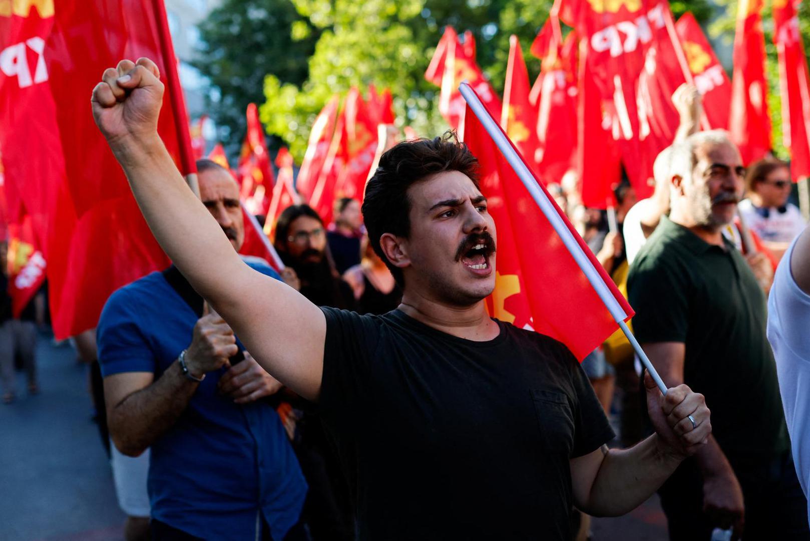 A man shouts slogans during a protest, ahead of NATO leaders' summit, in Istanbul, Turkey, July 5, 2026. REUTERS/Kemal Aslan Photo: KEMAL ASLAN/REUTERS