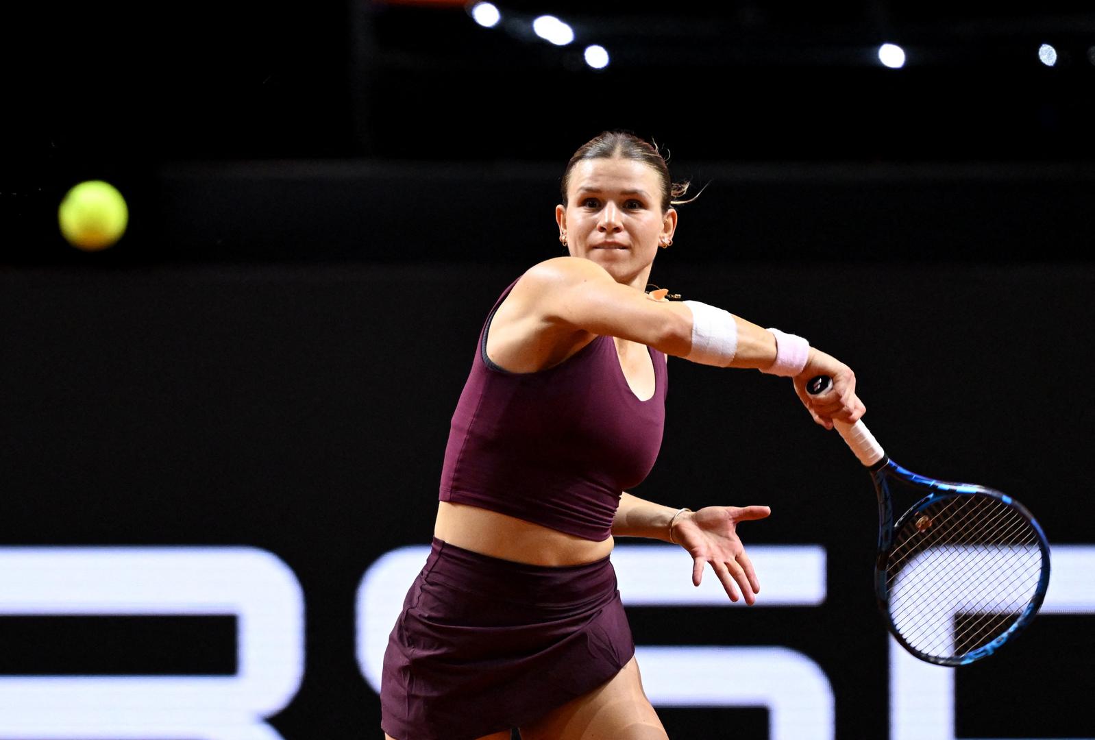 Tennis - WTA 500 - Stuttgart Tennis Grand Prix - Porsche Arena, Stuttgart, Germany - April 16, 2025 Croatia's Jana Fett in action during her round of 16 match against Poland's Iga Swiatek REUTERS/Angelika Warmuth Photo: Angelika Warmuth/REUTERS