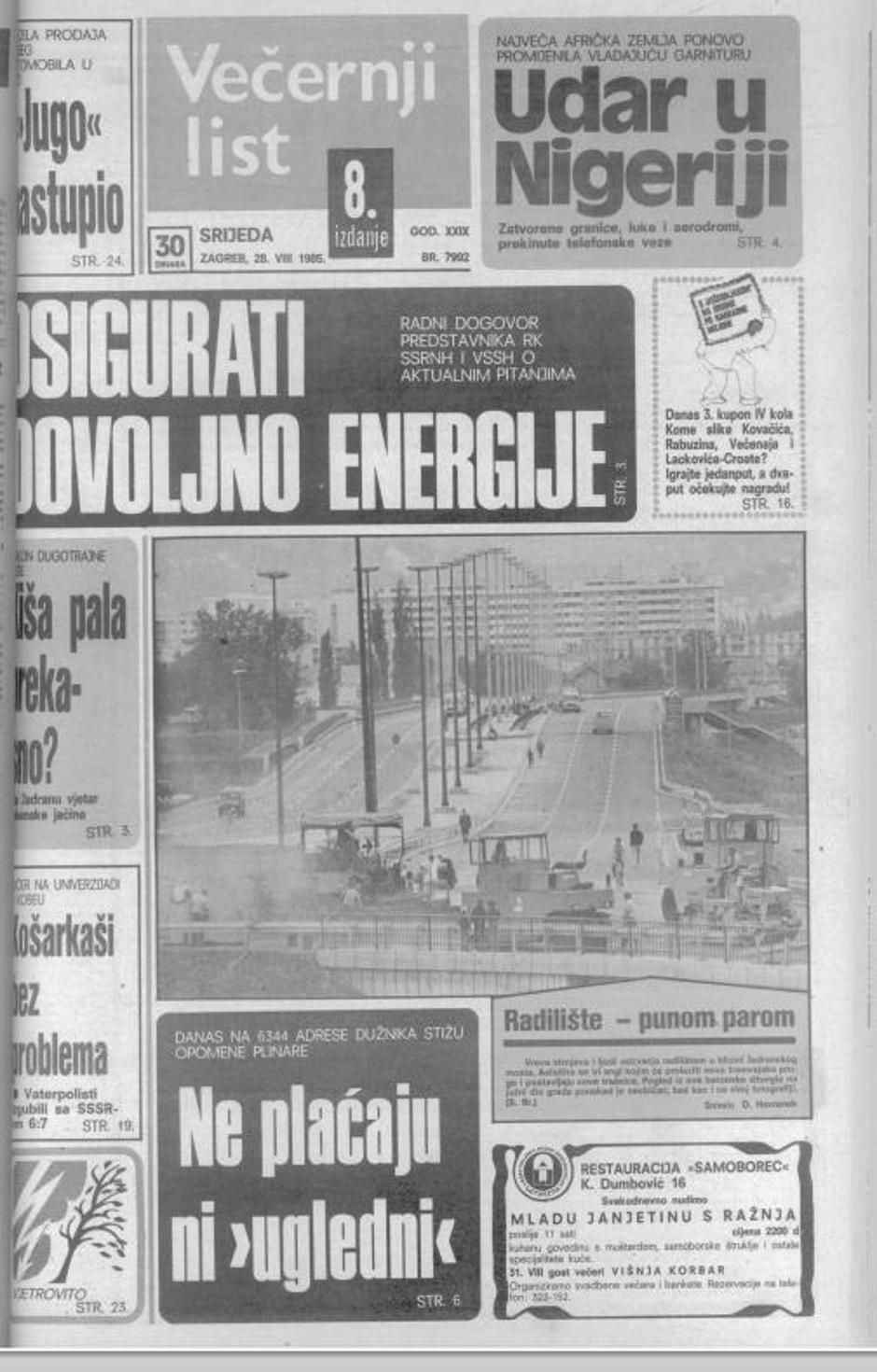 radovi pruga novi zagreb kolovoza 1985.