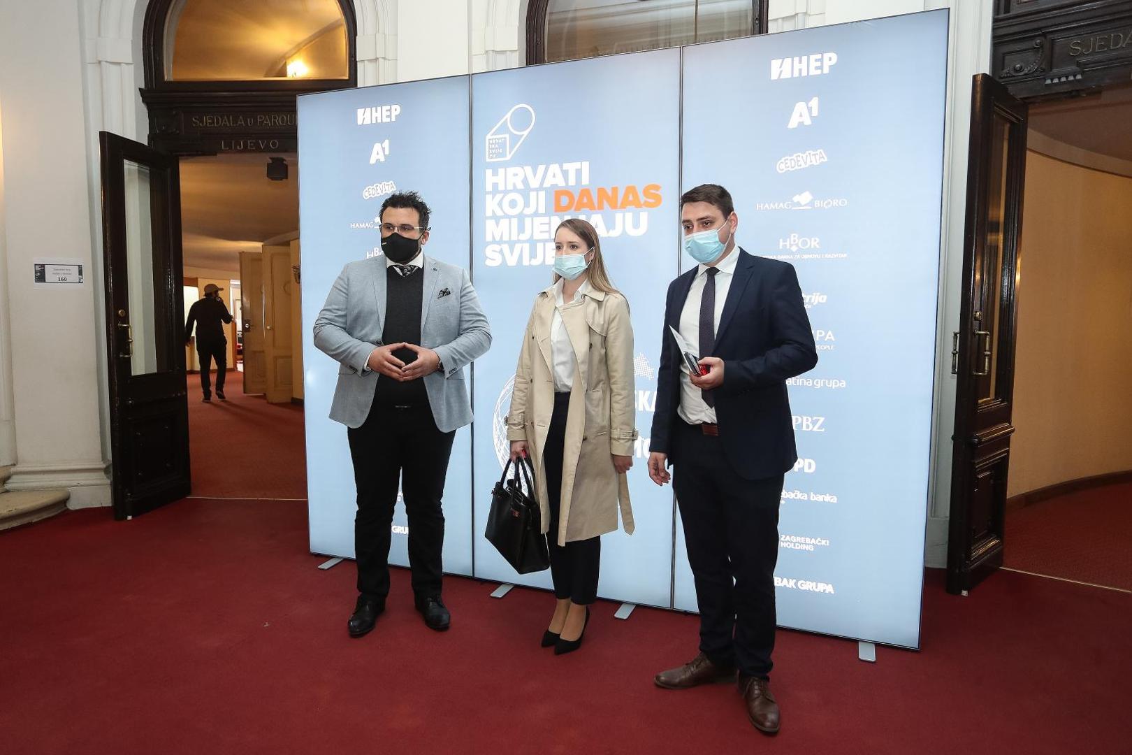 Miro Miljković, direktor prodaje Večernjeg lista, Josipa Ervačić i Stjepan Dujmić, Osatina Grupa