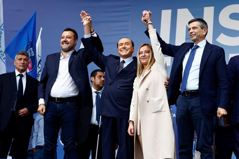 Italy's centre-right coalition closing campaign rally in Rome
