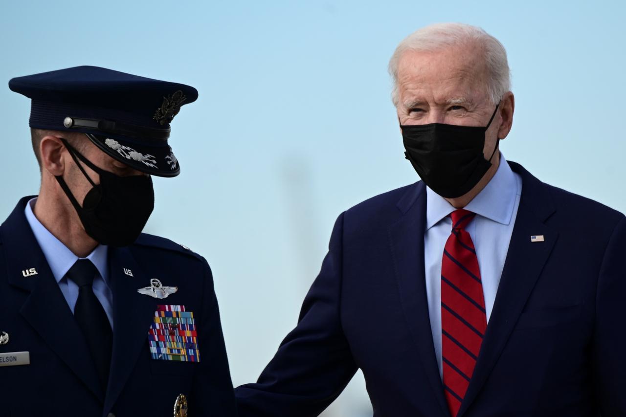 U.S. President Joe Biden boards Air Force One for a trip to Delaware