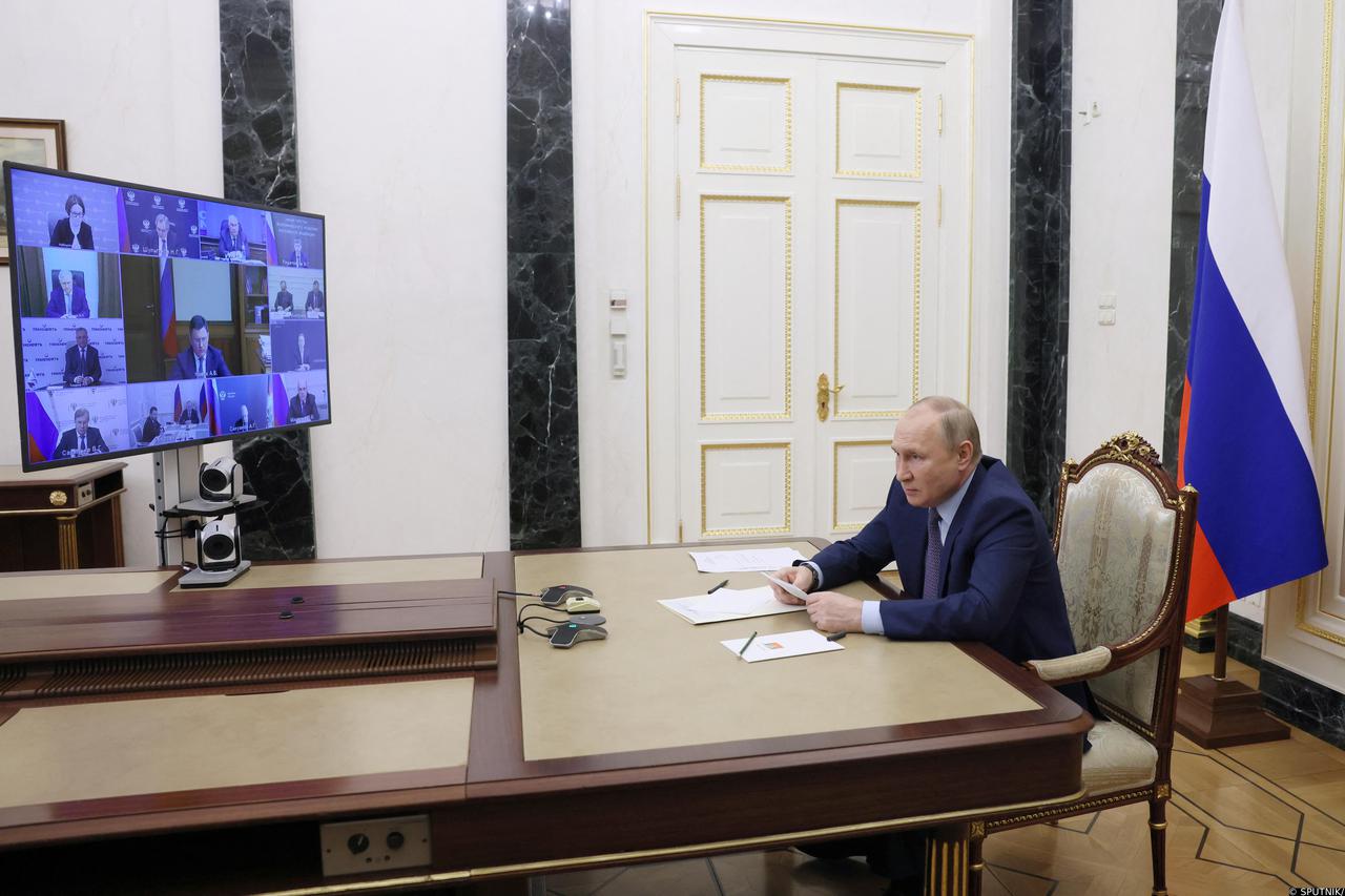 Russian President Vladimir Putin chairs a meeting in Moscow