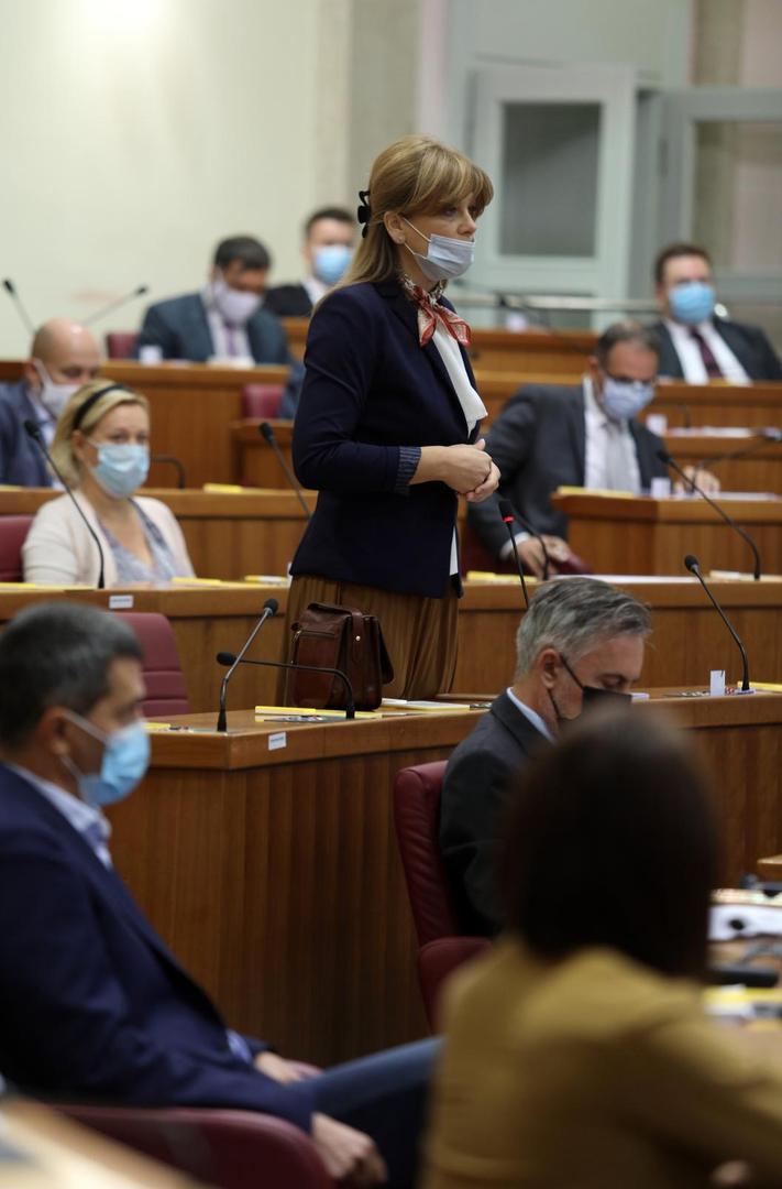 18.09.2020., Zagreb - Saborski zastupnici glasat ce o odluci Mandatno-imunitetnog povjerenstva da se zastupnicima Drazenu Barisicu (HDZ) i Vinku Grgicu (SDP) skine imunitet radi provedbe kaznenog postupka zbog sumnje u pocinjenje kaznenog djela. Karolina Vidovic Kristo. Photo: Patrik Macek/PIXSELL