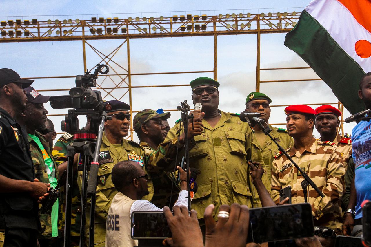 Supporters of Niger's coup leaders take part in a rally in Niamey