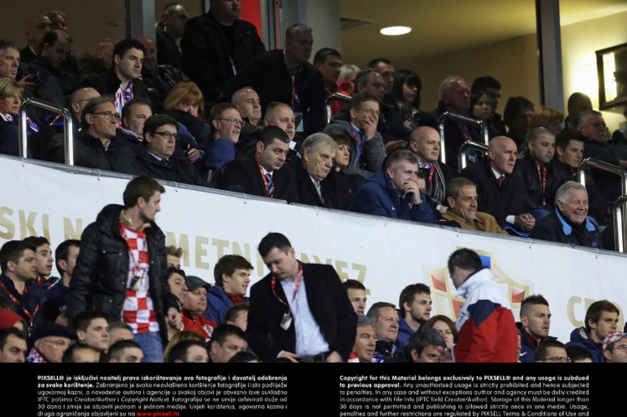 '22.03.2013., stadion u Maksimiru, Zagreb - Kvalifikacijska nogometna utakmica za Svjetsko prvenstvo 2014. u Brazilu, skupina A, Hrvatska - Srbija. Jasna Omejec, Petar Skansi, Zeljko Jovanovic, Tomisl
