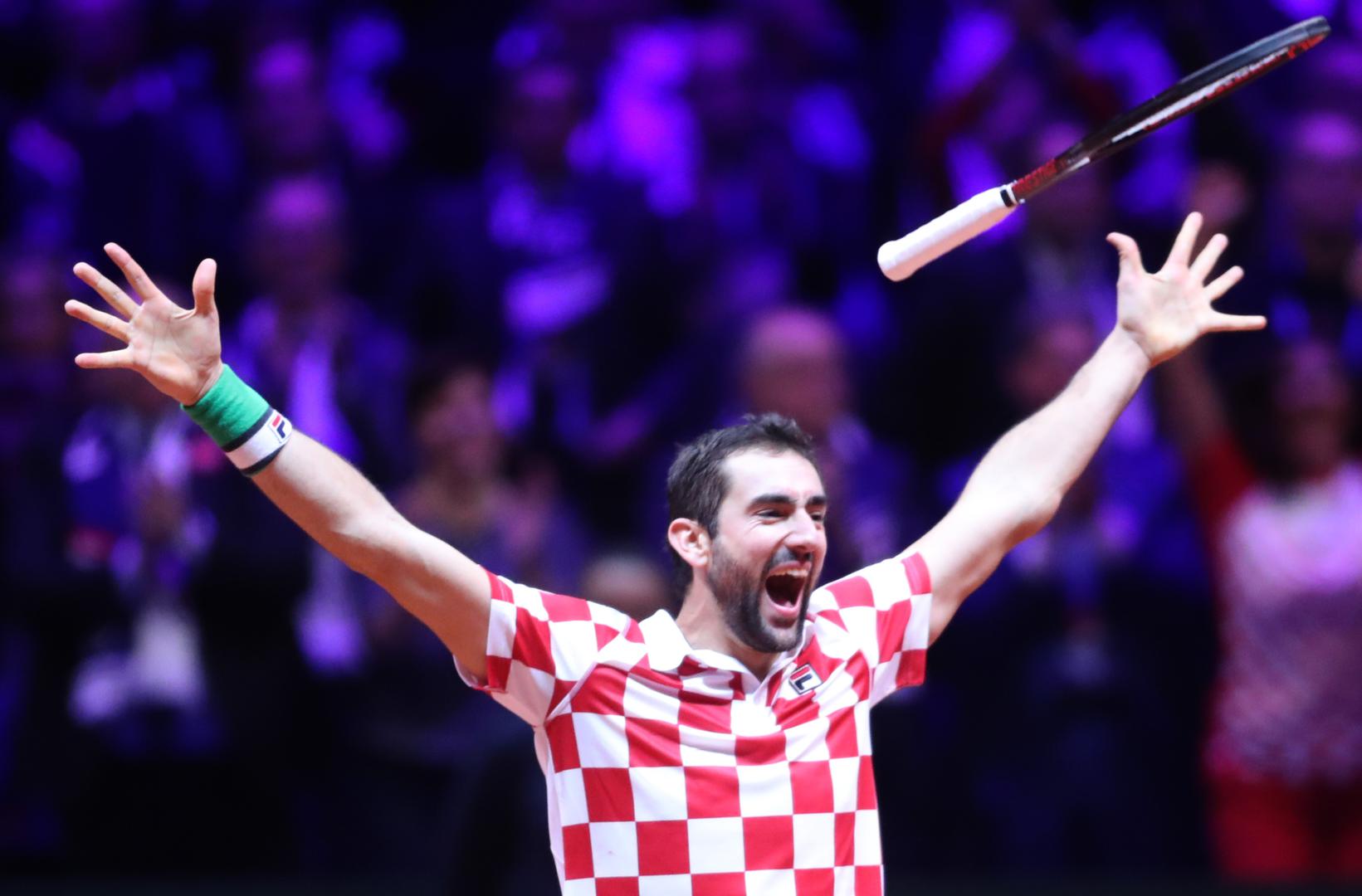 25.11.2018., Lille, Francuska - Na stadionu Pierre-Mauroy odigrano je finale Davis Cupa između Francuske i Hrvatske. Hrvatska je osvojila Davis Cup drugi puta u povijesti. Marin Čilić je svladao Lucasa Pouillea s 3:0 u setovima.