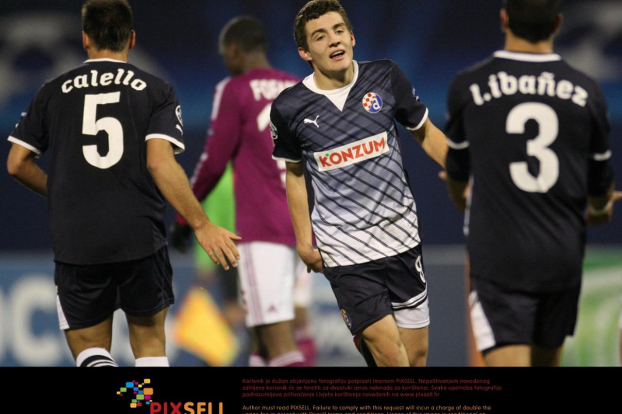 '07.12.2011., stadion u Maksimiru, Zagreb - Liga prvaka, skupina D, 6. kolo, Dinamo Zagreb - Lyon. Mateo Kovacic slavi postignuti gol.  Photo: Igor Kralj/PIXSELL'