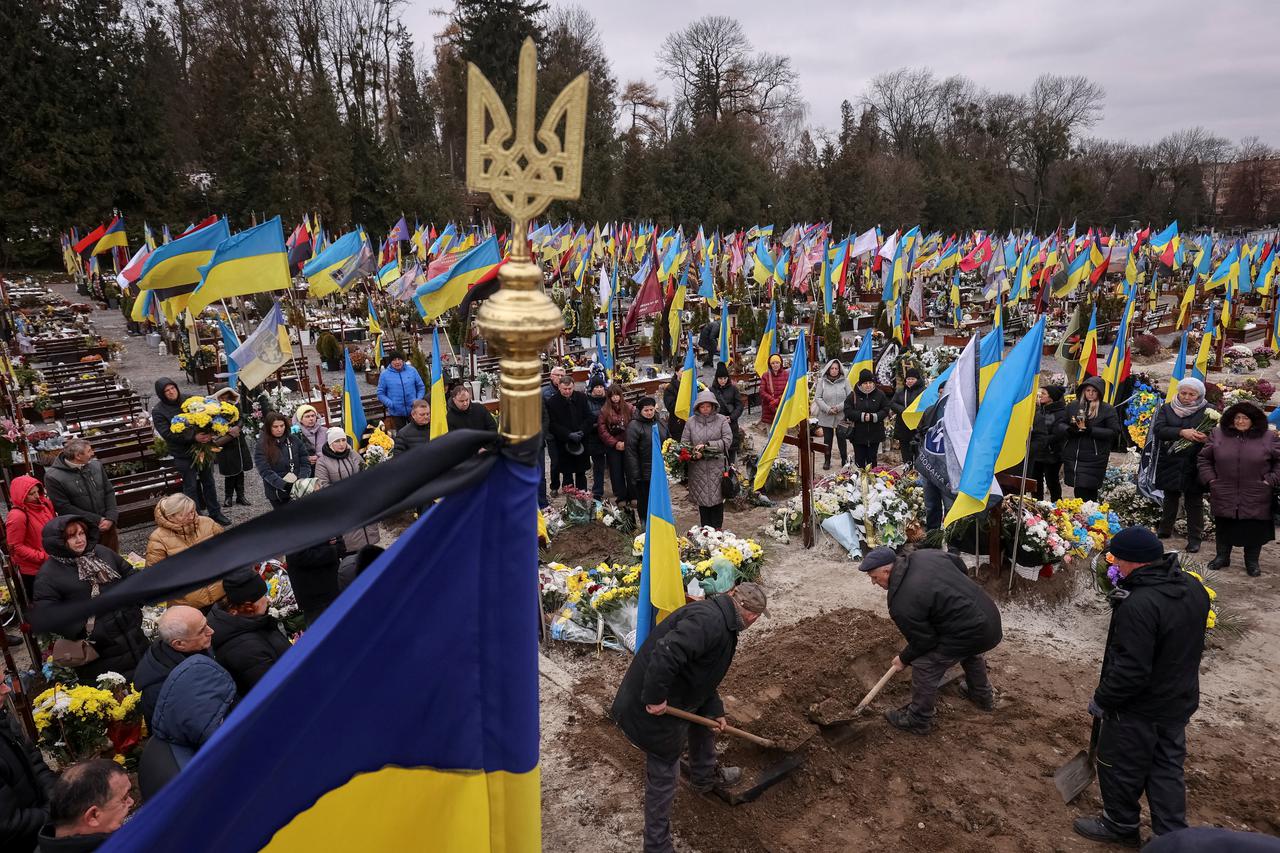 Funeral of Ukrainian servicemen killed while fighting against Russian troops, at the Lychakiv cemetery in Lviv