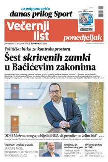 Večernji list naslovnica