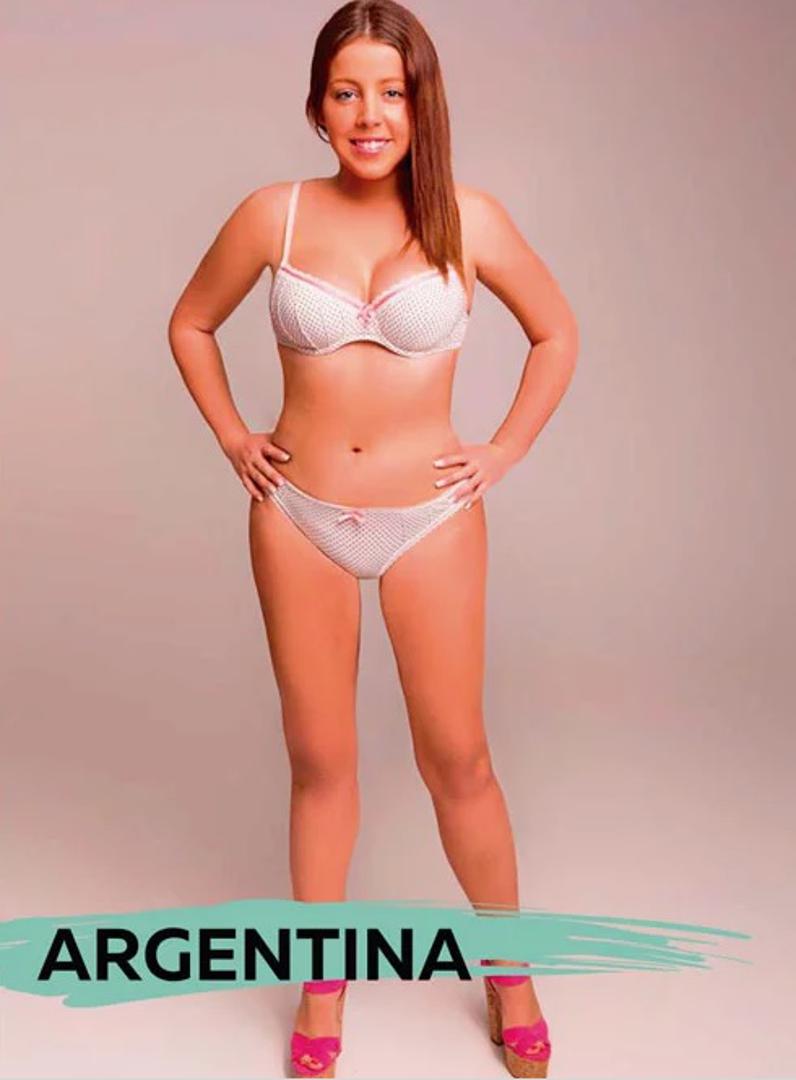 Argentina: Kriteriji ljepote različiti su u svakoj zemlji. Upravo vođeni time, fotografiju jedne 28-godišnje djevojke fotošopirali su dizajneri iz 18 zemalja tako da bude najsličnija onome što se u njihovoj zemlji doživljava kao savršeno tijelo