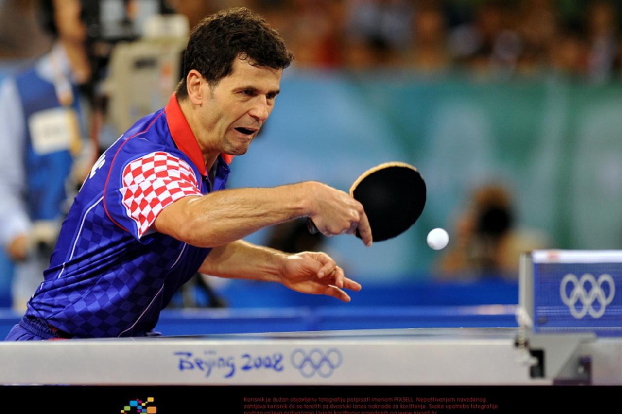 '22.08.2008.,Peking,Beijing,Kina - Olimpijske igre,Zoran Primorac u cetvrtfinalu u stolnom tenisu u kojem je  izgubio  od Svedanina Jorgena Perssona u setovima 4-1. Photo Goran Stanzl/Vecernji list '